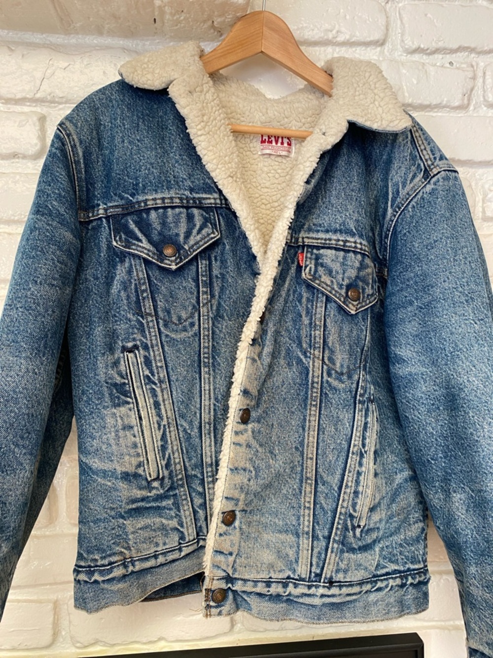 Levi's Blue Denim Sherpa Jacket with Cream Lining